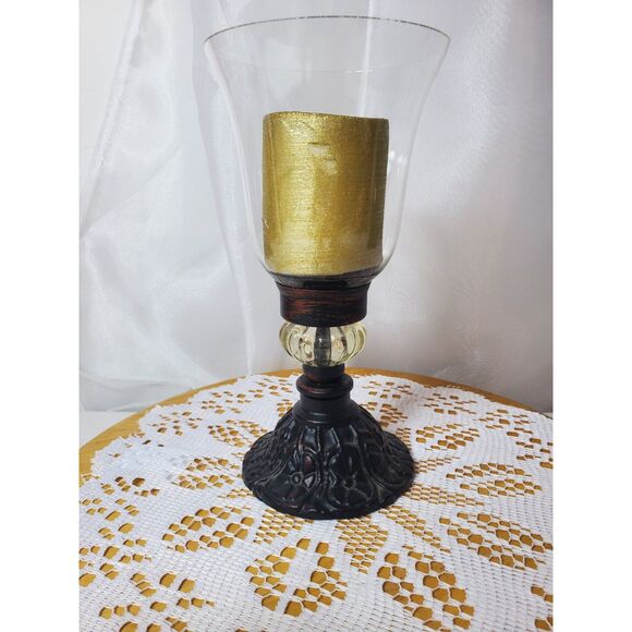 Victorian Look Cast Metal BELL JAR Candle Holder Hurrican Southern Living Style - Picture 8 of 16